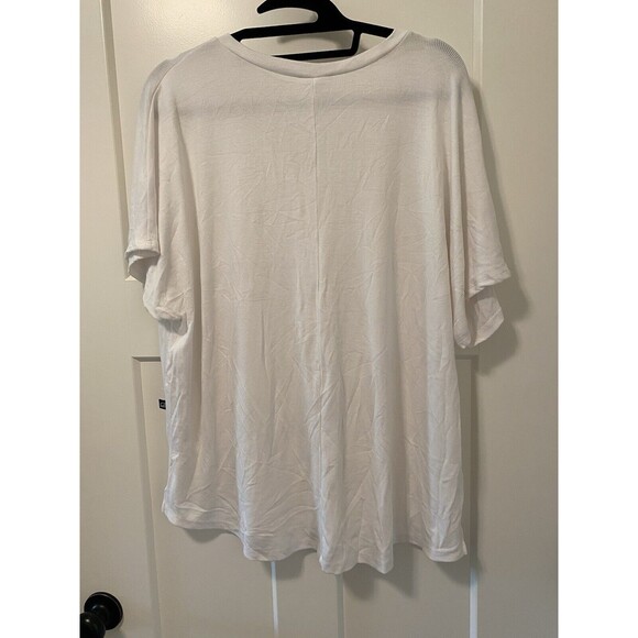 Terez White Women's Size Large Short Sleeve V-Neck T-Shirt Stretchy‎ oversized - Picture 7 of 7